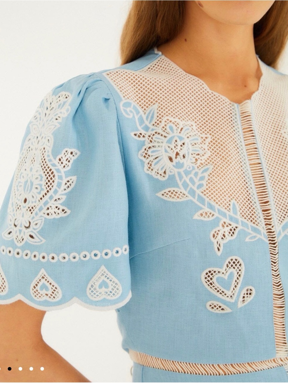 FARM Rio Light Blue Embroiderede Midi Dress - Picture 8 of 8